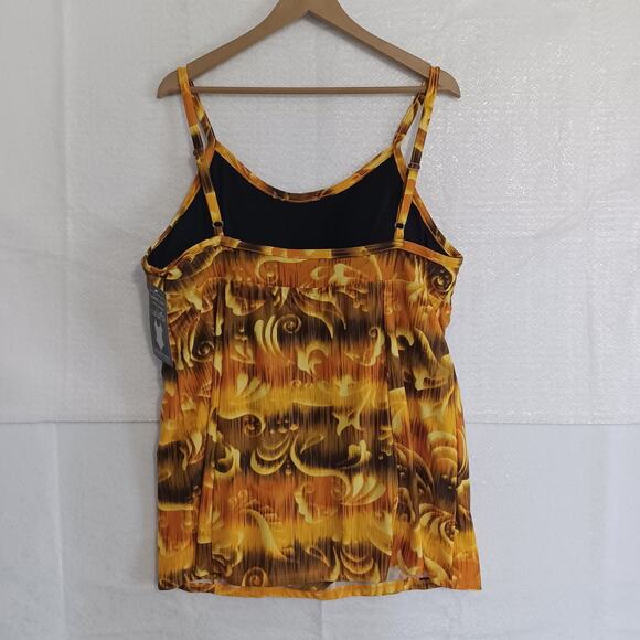 Suddenly Slim by CATALINA Swim Dress Size 3X Yellow Print Attached Bottom NEW - Picture 2 of 10